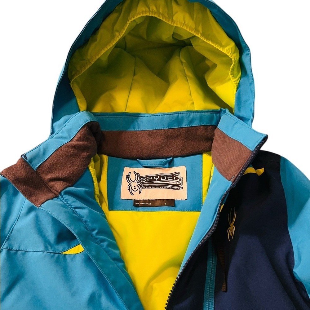 Spyder Vibrant Blue and Neon Green Puffer Jacket Size 4 - Picture 15 of 15